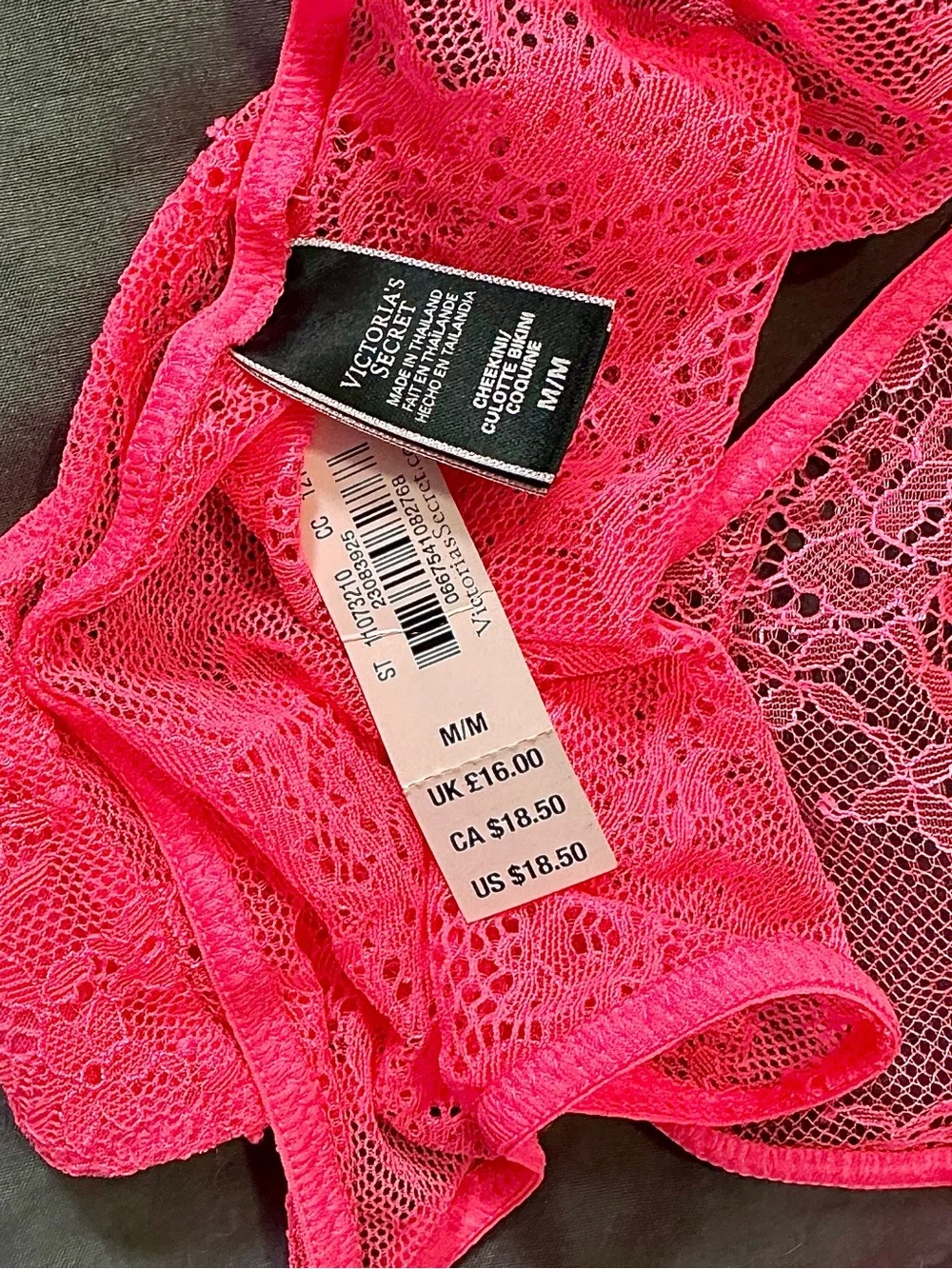 Victoria’s Secret Very Sexy Neon Pink Lace Bra & Panty Set 32DD Medium NWT Y2K - Picture 3 of 9
